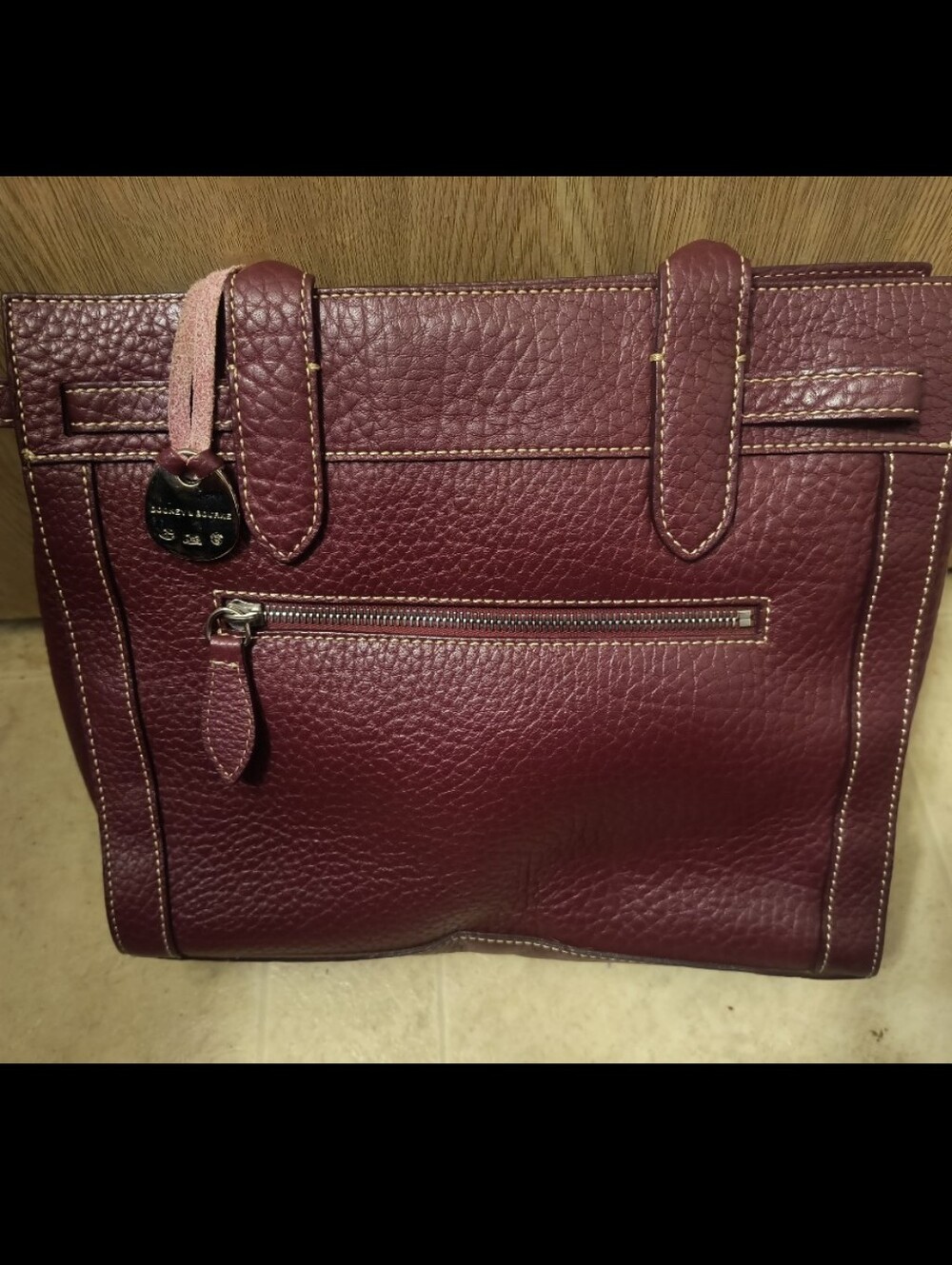 Vintage 2000s Dooney & Bourke Bordeaux Leather Tote Bag | Rare Paisley Interior - Picture 6 of 11